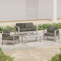 Brayden Studio® Alfiya 4 Piece Sofa Seating Group w/ Cushions, Glass in Gray/Brown | Outdoor Furniture | Wayfair 69CAA1BCB7E848B39EEDEDA157D20D7D