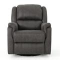 Red Barrel Studio® Jennette Tufted Navy Blue Fabric Swivel Gliding Recliner Polyester in Gray | 38.25 H x 31.25 W x 37.5 D in | Wayfair