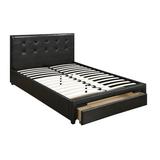 Brayden Studio® Aiydan Tufted Low Profile Storage Platform Bed Upholstered/Faux leather in Black | 42 H x 55 W x 78 D in | Wayfair