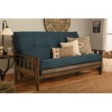 The Twillery Co.® Stratford Full 81" Wide Loose Back Futon & Mattress Wood/Solid Wood in Gray/Blue/Brown | 37 H x 81 W x 34 D in | Wayfair