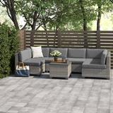 Lark Manor™ Amjad 7 Piece Sectional Seating Group w/ Cushions Synthetic Wicker/All - Weather Wicker/Wicker/Rattan in Gray | Outdoor Furniture | Wayfair