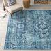 Turquoise/Navy Blue Rectangle 5'1" x 8' Area Rug - Bungalow Rose Candra Oriental Turquoise Area Rug 60.0 x 0.5 in blue/green/white, | Wayfair