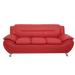 Orren Ellis Sanuel 79.2" Faux Leather Pillow Top Arm Sofa Faux Leather/Wood in Red | 34.7 H x 79.2 W x 34 D in | Wayfair