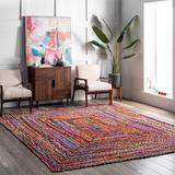 108 x 0.35 in Area Rug - Langley Street® Ornello Geometric Hand Braided Cotton Area Rug Cotton | 108 W x 0.35 D in | Wayfair