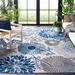Blue 96 x 0.17 in Area Rug - Ebern Designs Kellems Floral Gray/Navy Indoor/Outdoor Area Rug Polypropylene | 96 W x 0.17 D in | Wayfair