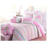 Harper Orchard Pink/Green/Blue Reversible Quilt Set 100% Cotton | Twin Quilt + 4 Additional Pieces | Wayfair BB-K-11711A1&Pillow