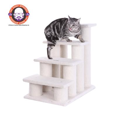 4 Steps Real Wood Ramp Dog Cat Pet Step Stairs Ramp by Armarkat in Ivory