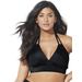 Plus Size Women's Loop Strap Halter Bikini Top by Swimsuits For All in Black (Size 12)