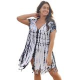 Plus Size Women's Olivia Shibori Cover Up Tunic by Swimsuits For All in Black White Tie Dye (Size 6/8)