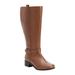 Extra Wide Width Women's The Donna Wide Calf Leather Boot by Comfortview in Cognac (Size 12 WW)