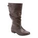 Wide Width Women's The Monica Wide Calf Leather Boot by Comfortview in Brown (Size 10 1/2 W)