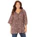 Plus Size Women's Bejeweled Pleated Blouse by Catherines in Animal Print (Size 2XWP)