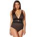 Plus Size Women's Lace Plunge One Piece Swimsuit by Swimsuits For All in Black Lace (Size 10)