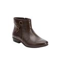 Wide Width Women's The Terri Leather Bootie by Comfortview in Brown (Size 8 W)