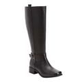 Extra Wide Width Women's The Donna Wide Calf Leather Boot by Comfortview in Black (Size 10 1/2 WW)
