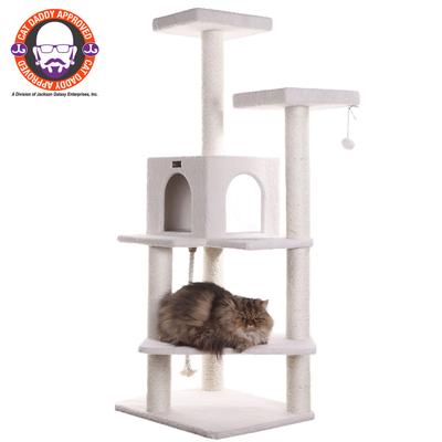Real Wood 57" Fleece Covered Cat Tree Climber by Armarkat in Ivory