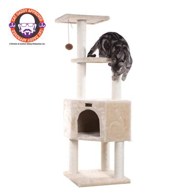 3 Levels Real Wood 48" Cat Tower For Kittens Play by Armarkat in Beige