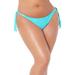 Plus Size Women's Side Tie Swim Brief by Swimsuits For All in Turquoise White Stripe (Size 22)