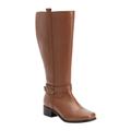 Extra Wide Width Women's The Donna Wide Calf Leather Boot by Comfortview in Cognac (Size 7 WW)