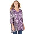 Plus Size Women's Artistry V-Neck Tunic by Catherines in Multi Color Tile (Size 0X)