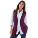 Plus Size Women's Fine Gauge Drop Needle Sweater Vest by Roaman's in Dark Berry (Size 6X)