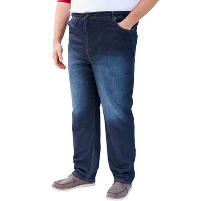 Men's Big & Tall 5-Pocket Relaxed Fit Denim Look Sweatpants by KingSize in Dark Rinse (Size L) Jeans