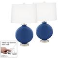 Monaco Blue Carrie Table Lamp Set of 2 with Dimmers