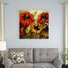 Sunflowers III - Wrapped Canvas Painting Canvas in White Laurel Foundry Modern Farmhouse® | 36 H x 36 W x 1.25 D in | Wayfair