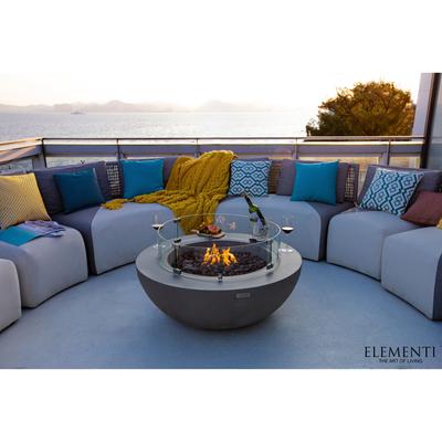 Elementi Lunar Bowl 45,000 BTU Light Grey Concrete Propane Fire Table with Lava Rocks & Cover - 42.1 X 42.1 X 15.7