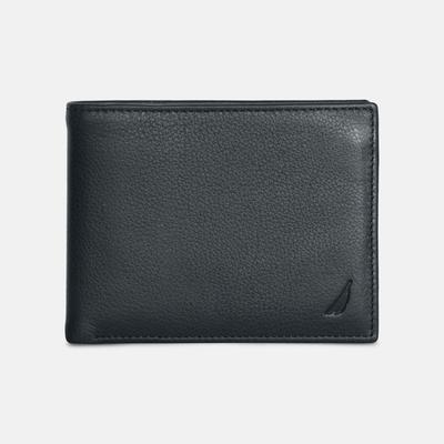 Nautica Men's Leather Bifold Passcase Wallet True Black, OS