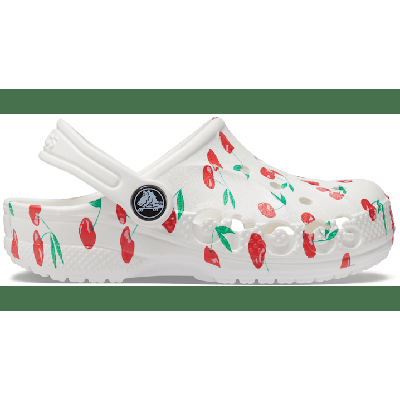 Crocs White/Cherry Kids' Baya Graphic Clog Shoes