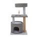 Lookout Loft 4-Level Cat Tree with Hideaway for Large Cats, 20" L X 16" W X 36.5" H, 20 IN, Gray