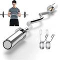 tonchean 47inches EZ Curl Bar Olympic Curl Bar for 2" Weight Plates EZ Bar Weight Lifting Bar Solid Chrome Tricep Bar Straight Training Bar with 2 Spring Collars for Home Gym Training Fitness Exercise