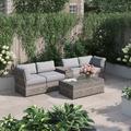 Etta Avenue™ Mae Rattan Wicker Fully Assembled 4 - Person Seating Group w/ Cushions in Gray | 26 H x 135 W x 33 D in | Outdoor Furniture | Wayfair