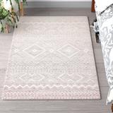 Pink/White 72 x 0.39 in Area Rug - Langley Street® Kyndall Southwestern Handmade Tufted Wool Pink/Ivory Area Rug Wool | 72 W x 0.39 D in | Wayfair