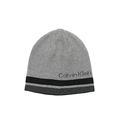 Calvin Klein Herren Reversible Beanie-Mütze, Grau meliert und schwarz gestreift, Einheitsgröße