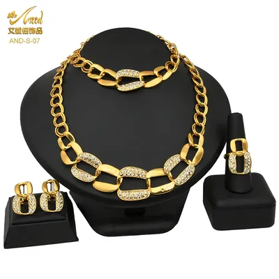 ANIID-Ensemble de bijoux plaqué or 24 carats de Dubaï pour femmes collier africain bracelets