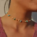 Collier Ras du Cou en Pierres Naturelles de Style Bohème pour Femme Perles Turquoises Charmant à