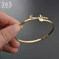 Bracelet personnalisé en acier inoxydable pour femme plaque signalétique personnalisée lettre