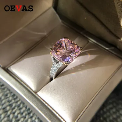 OEVAS – bagues de mariage carrées scintillantes en argent Sterling 100% pour femmes bijoux fins en