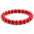 Bracelet à breloques en pierre naturelle rouge pour hommes et femmes 8mm perles rondes bouddha