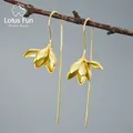 Boucles d'oreilles Lotus Fun en argent Sterling 925 véritable bijoux fins de styliste or 18K