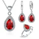 Ensembles de bijoux de mariage en cristal rouge boucles d'oreilles en argent regardé 925 goutte