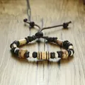 Bracelet de perles en bois pour hommes décontracté surfeur bohème empilage bijoux Tribal Chic