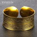 Bracelet tibétain rétro à motif de fleurs pour femme bijoux en or bracelet à large ouverture