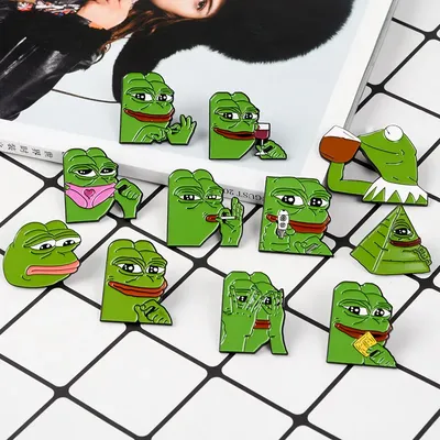 Broches en émail de dessin animé Pepe the Frog Meme pyramide de tir pensée à boire 11 Styles