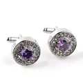 Boutons de manchette en cristal blanc violet pour hommes bijoux de luxe de haute qualité boutons