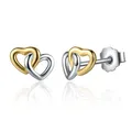 BAMOER – boucles d'oreilles cœur à cœur en argent Sterling 925 petits clous bijoux de fiançailles