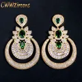 CWWZircons – boucles d'oreilles de luxe pour femmes bijoux de Costume Vintage plaqué or dubaï vert
