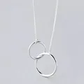 Double Cercle Interlock Clavicule Collier Court 925 Collier En Argent Sterling Pour Femmes collares
